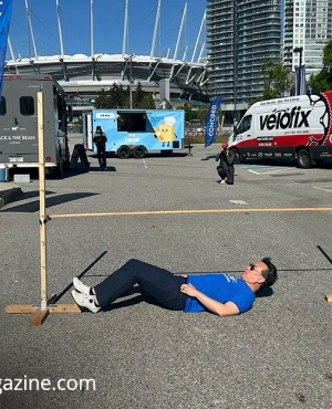 Mayor of Vancouver, Ken Sim being fun at the event 