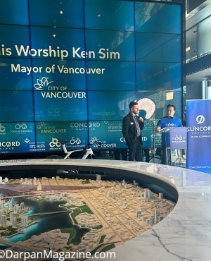 Mayor Ken Sim takes to the podium to say a few words 