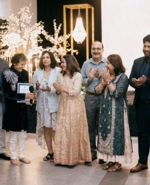 MLA Jagrup Brar, MLA Harry Bains, Attorney General Niki Sharma, MLA Rachna Singh, MLA Raj Chouhan, MLA Jinny Sims, MLA Aman Singh all honour Ustad Zakir Hussain 