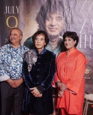 Gurpreet Arneja of Nanak Foods alongside Ustad Zakir Hussain and Gurpreet's wife Raj Arneja
