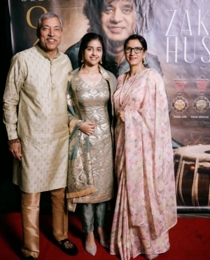 Kamal Sharma of KVP Heritage alongside singer Saanjh Jaura and Kamal Sharma's wife Shashi Sharma 