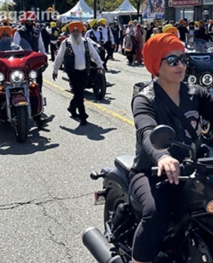 The Sikh Motorcycle club in full action 