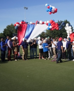 Opening ceremony is complete with balloons flying in the air 