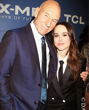 Sir Patrick Stewart with Ellen Page